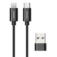 Norauto-USB-A/C-Lightning-2-in-1-Kabel-120-cm-Schwarz