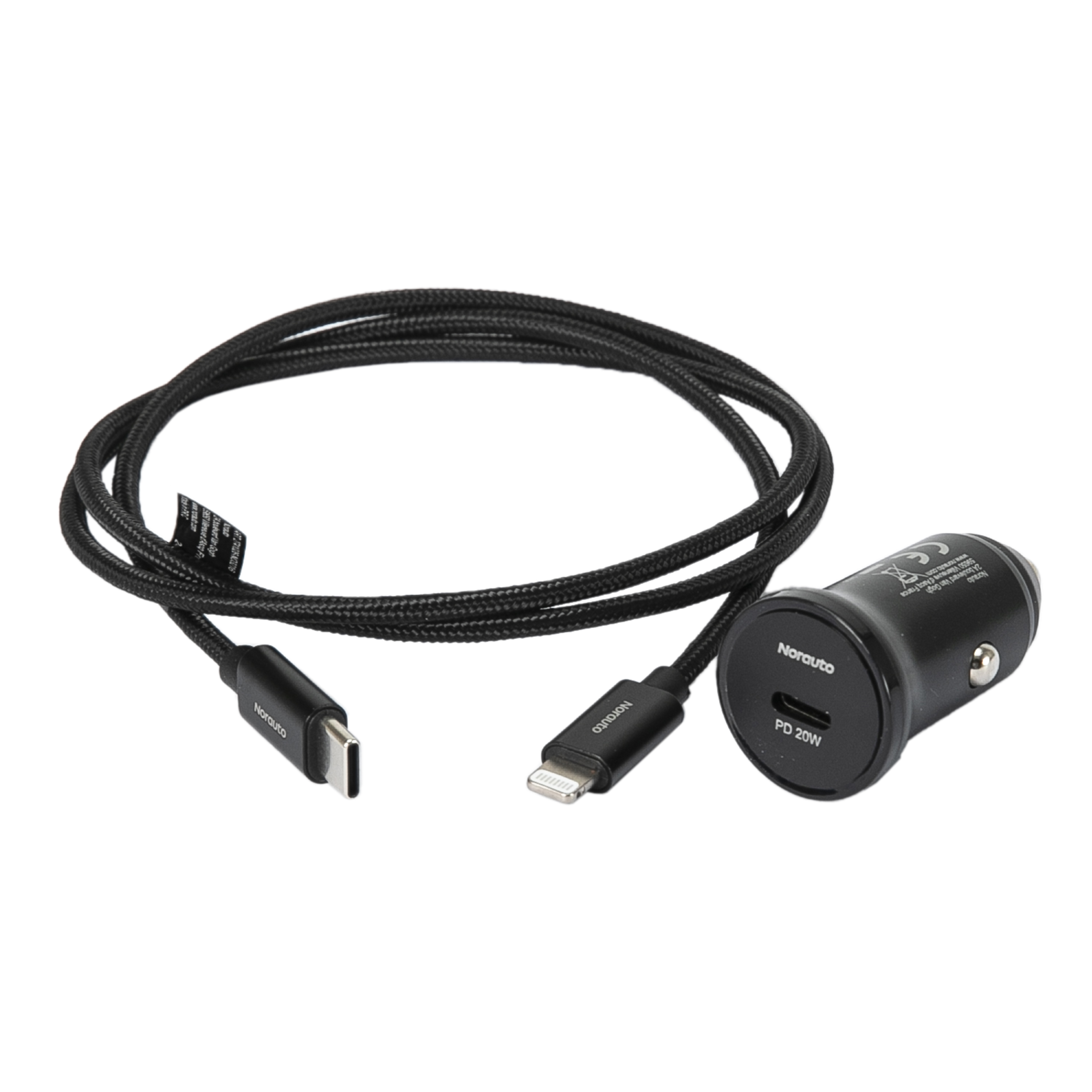 Norauto--Zigarettenanzünder-Adapter-mit-Kabel-80-cm-schwarz