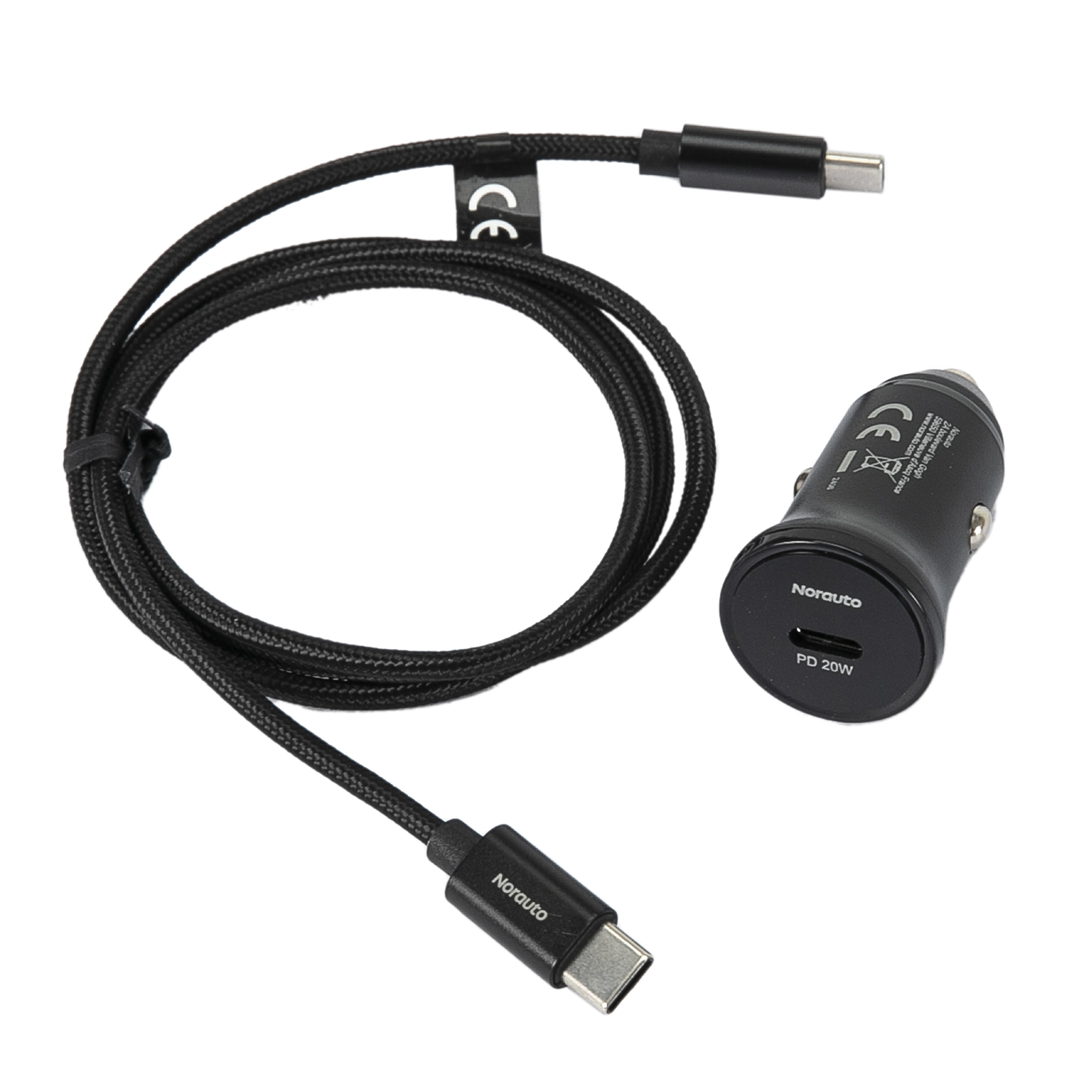 Norauto-Zigarettenanzünder-Adapter-mit-Kabel-80-cm-schwarz