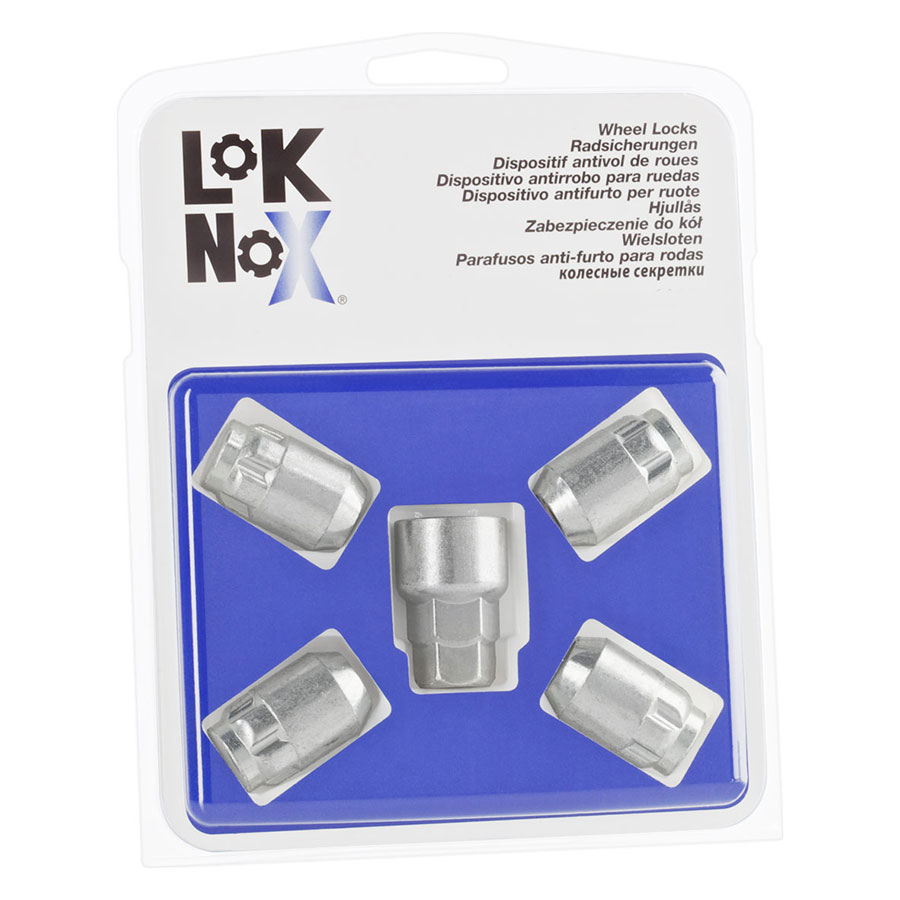 LokNox-Felgenschlossmuttern-Kegelbund-M12-x-125-x-325-mm-in-Silber-1-Set-=-4-Stück