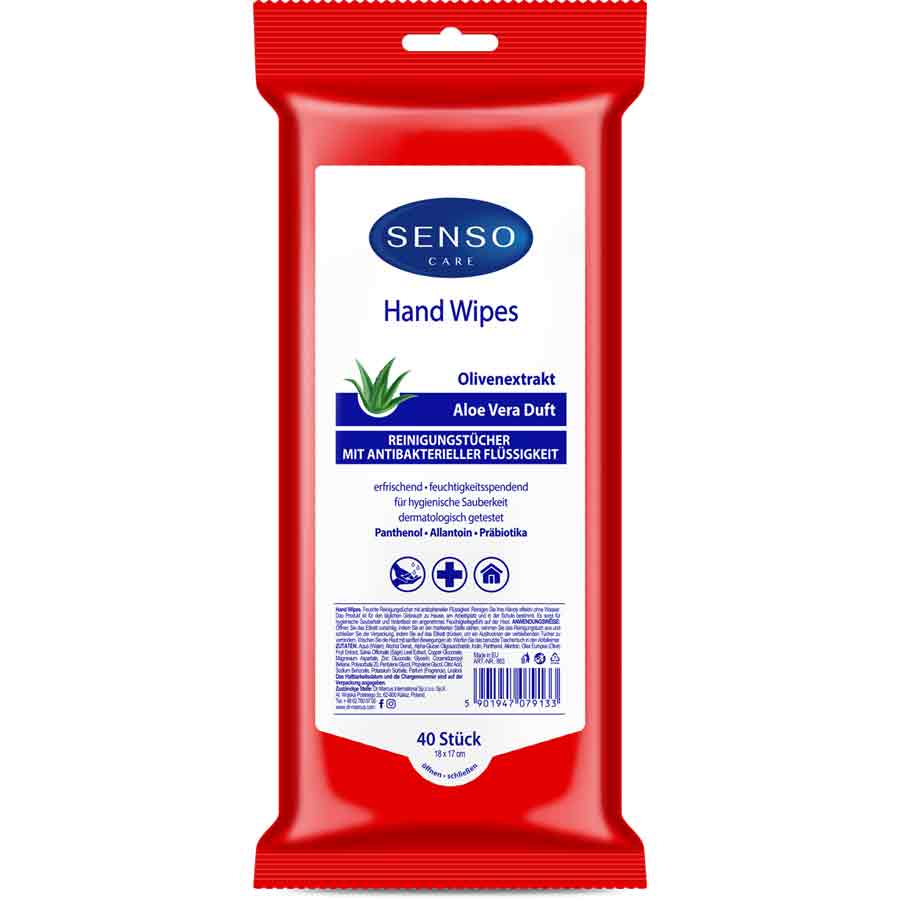 Hand-Wipes-Reinigungs-und-Feuchttücher-mit-Olivenextrakt-und-Aloe-Vera-Duft-von-Senso-Care-40-Tücher