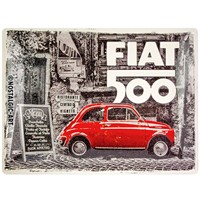 Nostalgic-Art-Retro-Blechschild-30x40cm-Motiv-Fiat-500---Red-car-in-the-street-1-Stück