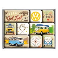 Nostalgic-Art-Magnet-Set-Motiv-VW-Bulli--Let´s-get-Lost-1-Stück-9-teilig