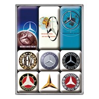 Nostalgic-Art-Magnet-Set-Motiv-Mercedes-Benz---Logos-1-Stück-9-teilig