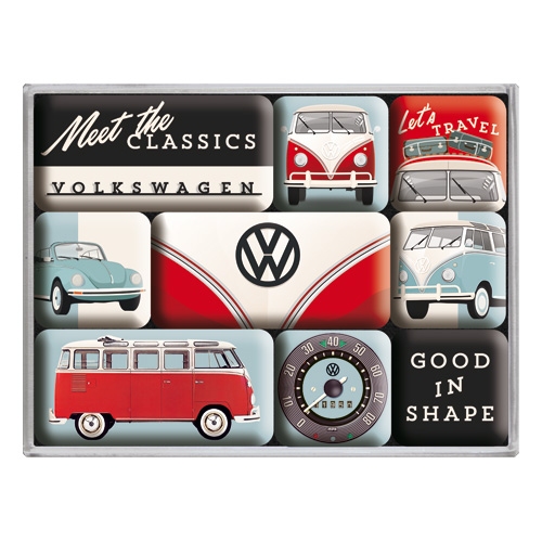 Nostalgic-Art-Magnet-Set-Motiv-VW---Meet-the-Classics-1-Stück-9-teilig