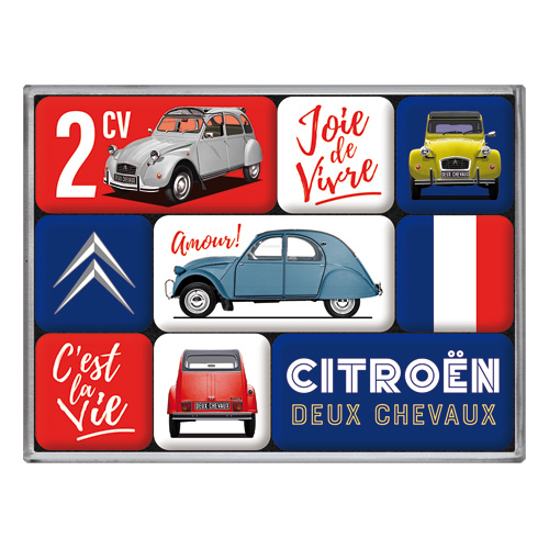 Nostalgic-Art-Magnet-Set-Motiv-Citroen---2CV-C´est-la-vie-1-Stück-9-teilig